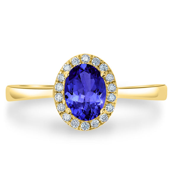 0.76ct Oval Tanzanite Ring with 0.11 cttw Diamond