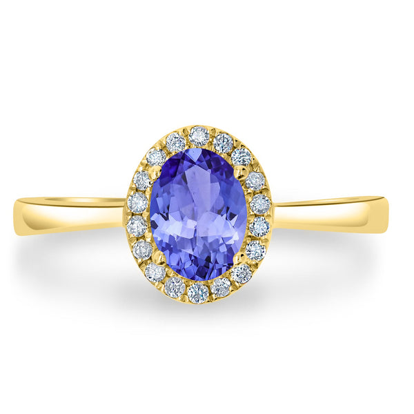 0.76ct Oval Tanzanite Ring with 0.11 cttw Diamond