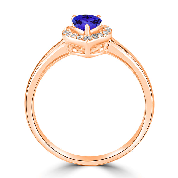 0.4ct Pear Tanzanite Ring with 0.13 cttw Diamond