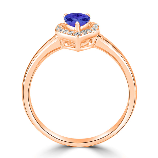 0.4ct Pear Tanzanite Ring with 0.13 cttw Diamond