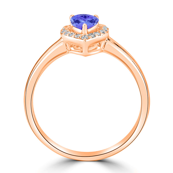 0.4ct Pear Tanzanite Ring with 0.13 cttw Diamond