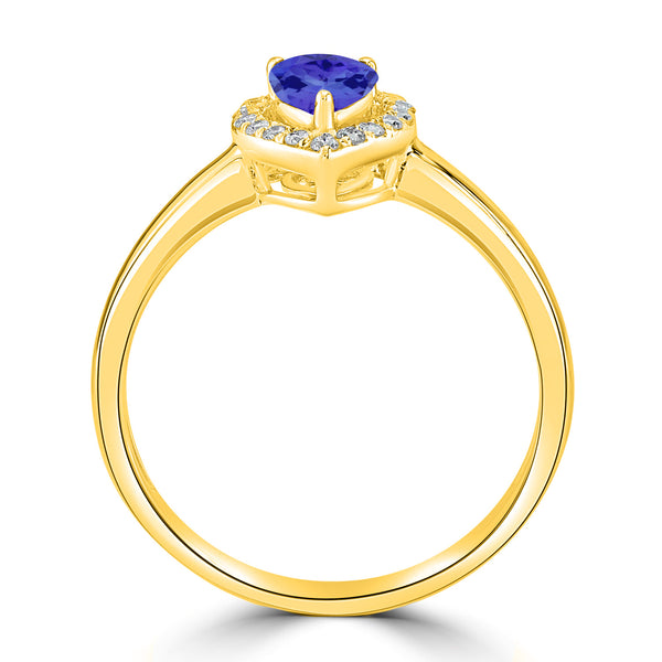 0.4ct Pear Tanzanite Ring with 0.13 cttw Diamond