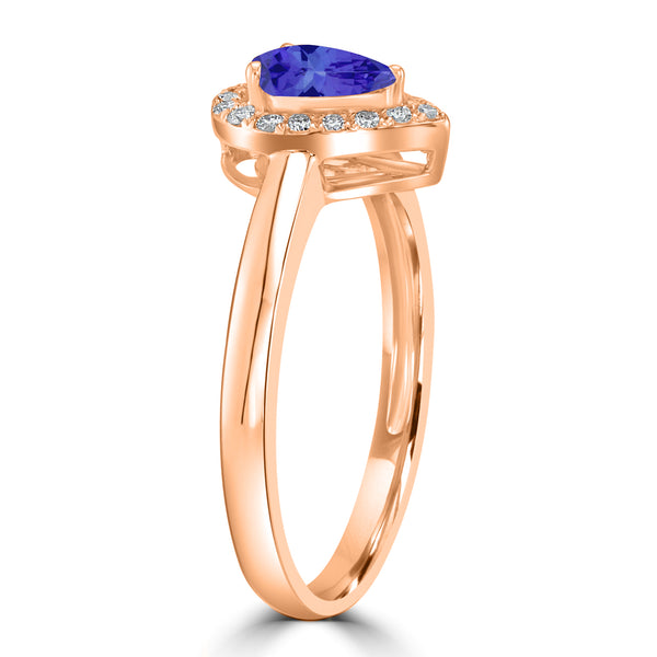 0.4ct Pear Tanzanite Ring with 0.13 cttw Diamond