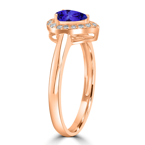 0.4ct Pear Tanzanite Ring with 0.13 cttw Diamond