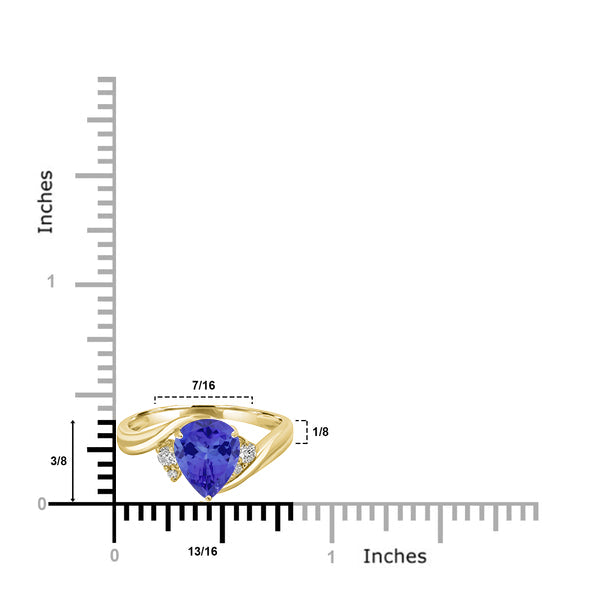 1.75ct Pear Tanzanite Ring with 0.12 cttw Diamond