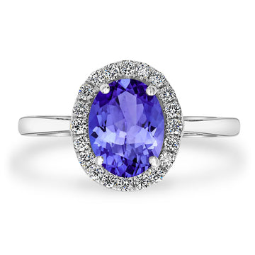 1.45ct Oval Tanzanite Ring with 0.22 cttw Diamond