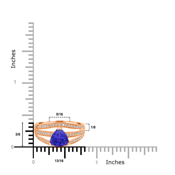 1.2ct Trillion Tanzanite Ring with 0.29 cttw Diamond