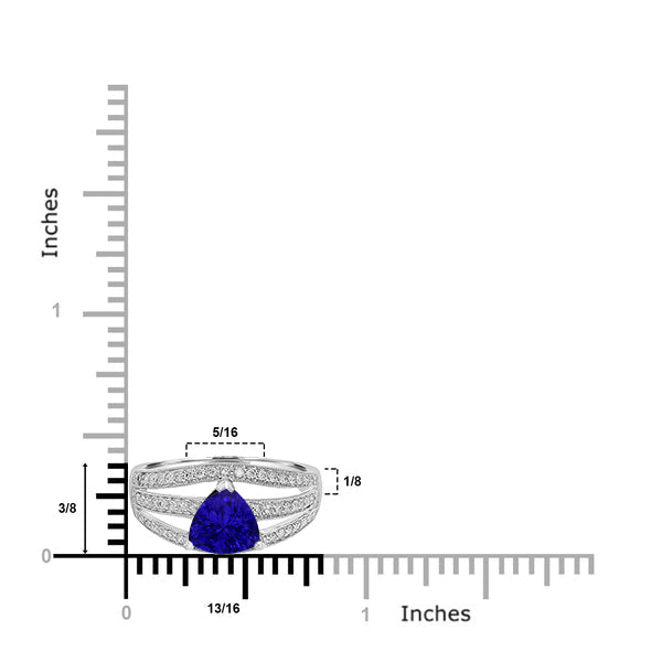 1.2ct Trillion Tanzanite Ring with 0.29 cttw Diamond