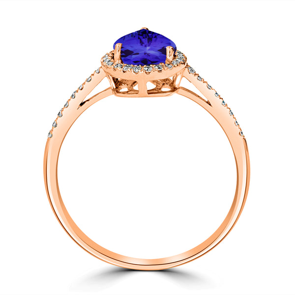 1.15ct Pear Shape Tanzanite Ring with 0.19 cttw Diamond