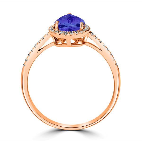 1.15ct Pear Shape Tanzanite Ring with 0.19 cttw Diamond