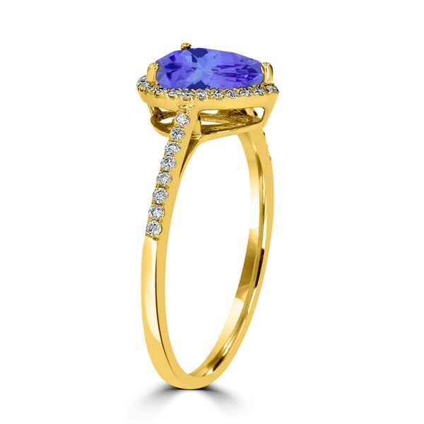 1.15ct Pear Shape Tanzanite Ring with 0.19 cttw Diamond