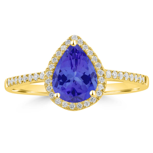 1.15ct Pear Tanzanite Ring with 0.17 cttw Diamond