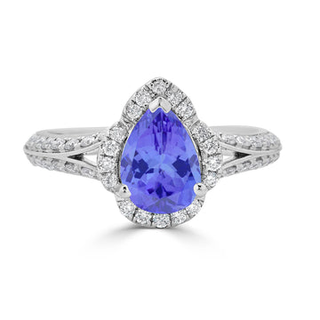 0.85ct Pear Tanzanite Ring with 0.25 cttw Diamond