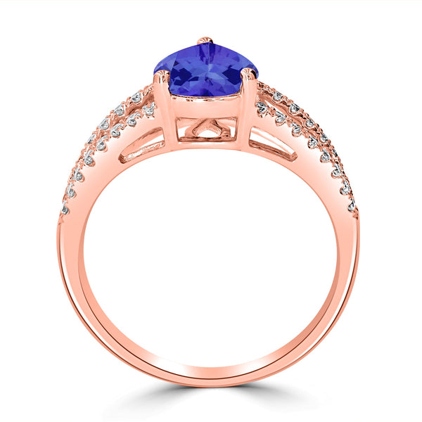 1.75ct Pear Tanzanite Ring with 0.28 cttw Diamond