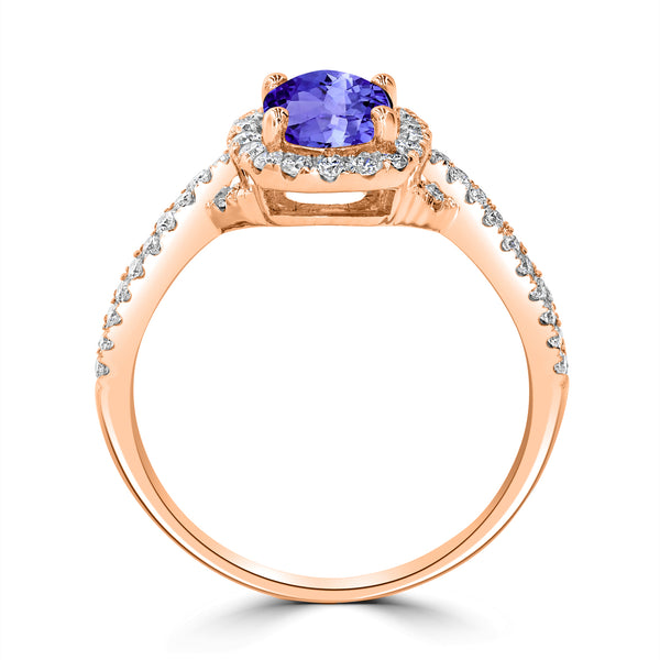 0.98ct Oval Tanzanite Ring with 0.39 cttw Diamond