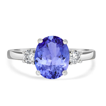 2.85ct Oval Tanzanite Ring with 0.28 cttw Diamond