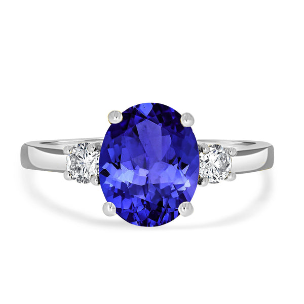 2.85ct Oval Tanzanite Ring with 0.28 cttw Diamond