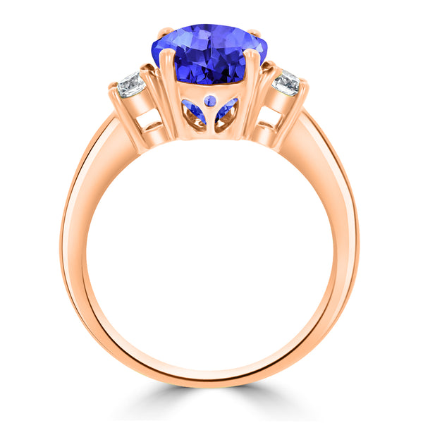 2.85ct Oval Tanzanite Ring with 0.28 cttw Diamond