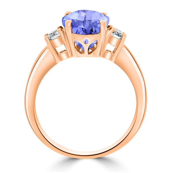 2.85ct Oval Tanzanite Ring with 0.28 cttw Diamond