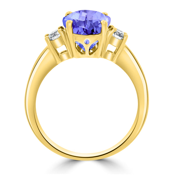 2.85ct Oval Tanzanite Ring with 0.28 cttw Diamond