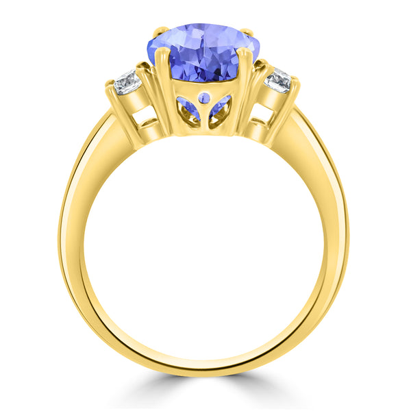2.85ct Oval Tanzanite Ring with 0.28 cttw Diamond