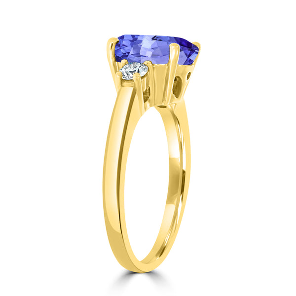 2.85ct Oval Tanzanite Ring with 0.28 cttw Diamond