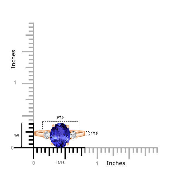 2.85ct Oval Tanzanite Ring with 0.28 cttw Diamond