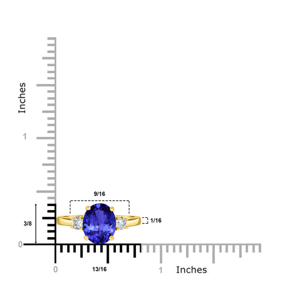 2.85ct Oval Tanzanite Ring with 0.28 cttw Diamond