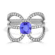 1.35ct Cushion Tanzanite Ring with 0.6 cttw Diamond