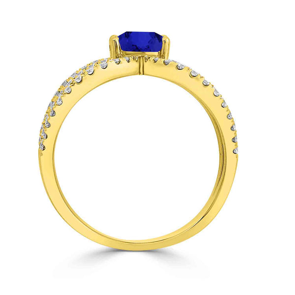 1.35ct Cushion Tanzanite Ring with 0.6 cttw Diamond