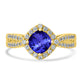 1.05ct Cushion Tanzanite Ring with 0.42 cttw Diamond