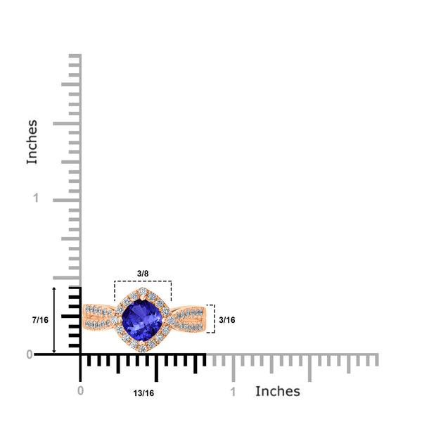 1.05ct Cushion Tanzanite Ring with 0.42 cttw Diamond