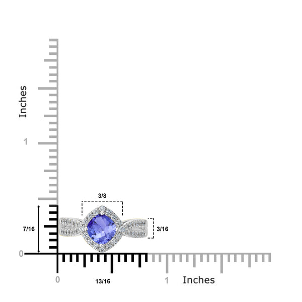 1.05ct Cushion Tanzanite Ring with 0.42 cttw Diamond