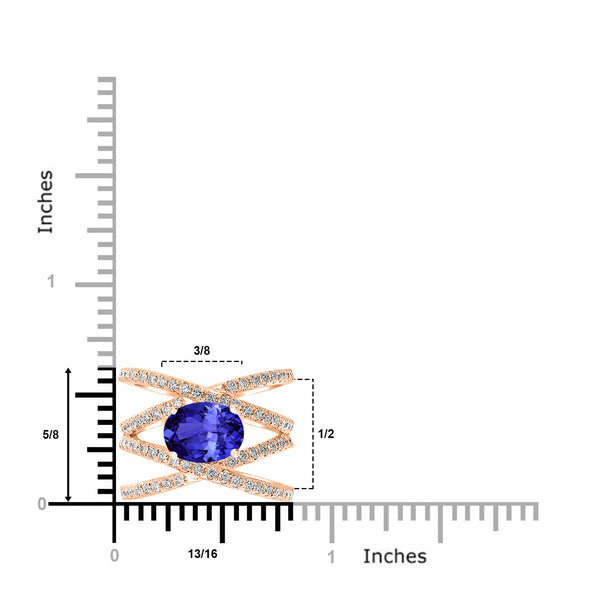 1.8ct Oval Tanzanite Ring with 0.8 cttw Diamond