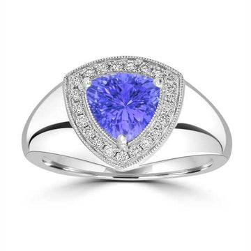 1.2ct Trillion Tanzanite Ring with 0.18 cttw Diamond