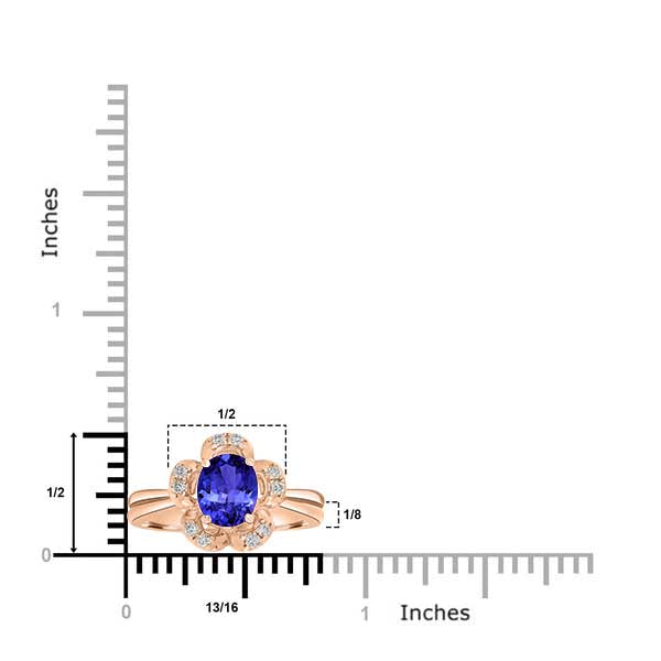 1.2ct Oval Tanzanite Ring with 0.15 cttw Diamond