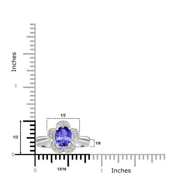 1.2ct Oval Tanzanite Ring with 0.15 cttw Diamond