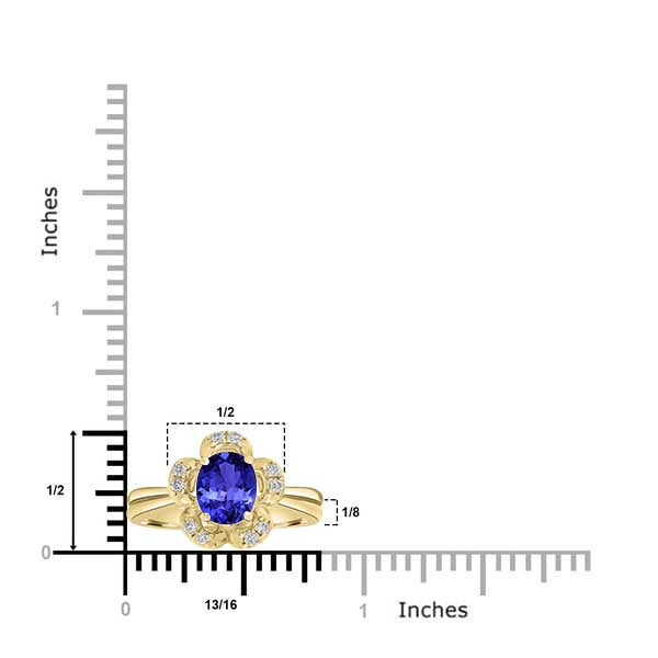 1.2ct Oval Tanzanite Ring with 0.15 cttw Diamond