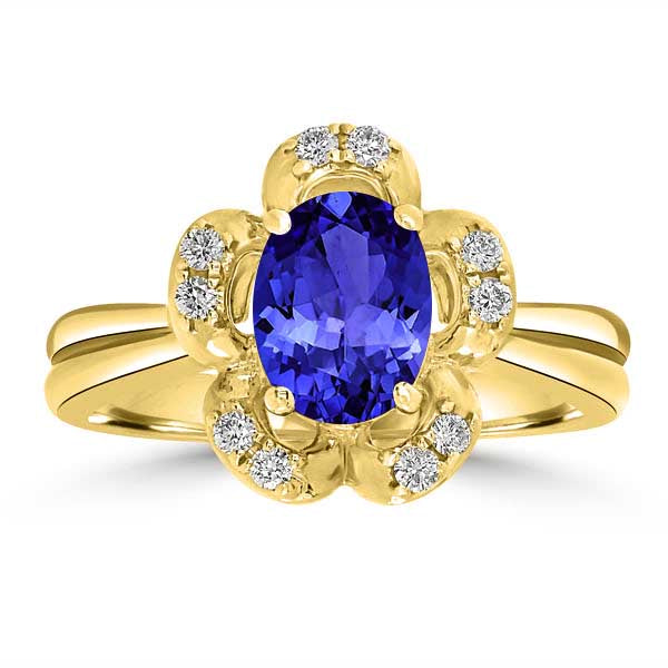 1.2ct Oval Tanzanite Ring with 0.15 cttw Diamond