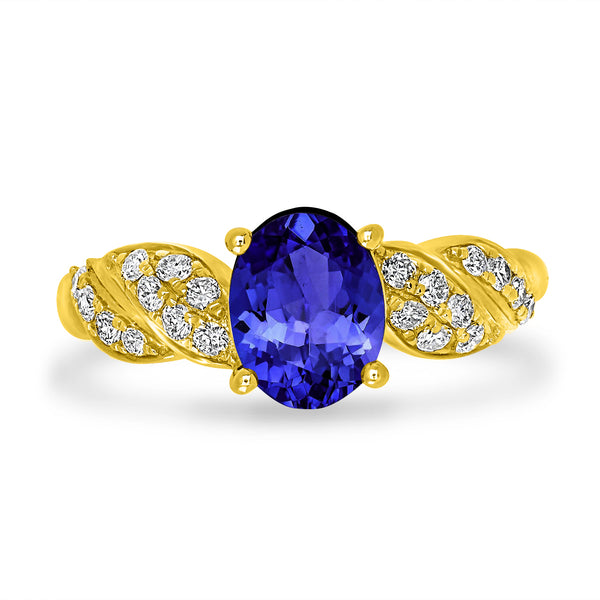 1.2ct Oval Tanzanite Ring with 0.31 cttw Diamond