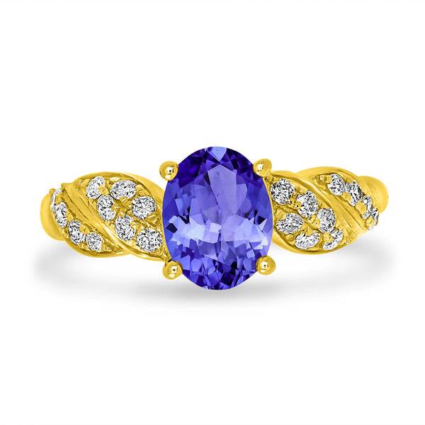 1.2ct Oval Tanzanite Ring with 0.31 cttw Diamond