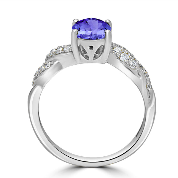 1.2ct Oval Tanzanite Ring with 0.31 cttw Diamond