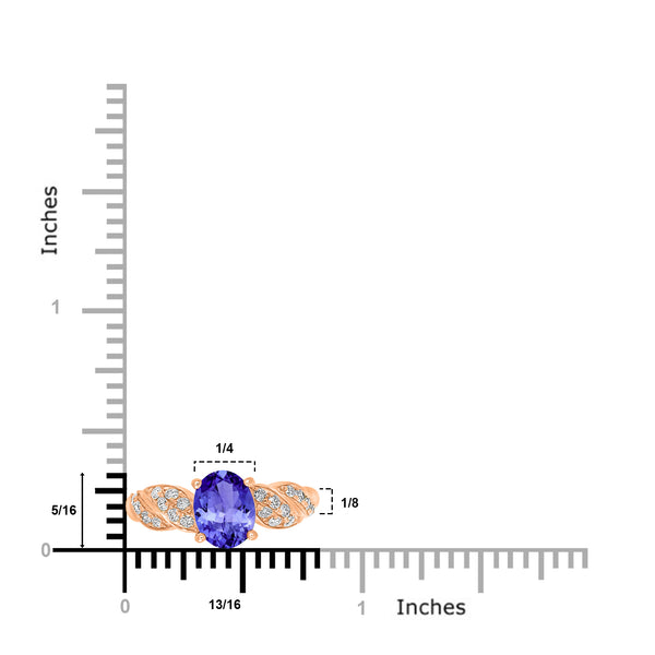 1.2ct Oval Tanzanite Ring with 0.31 cttw Diamond