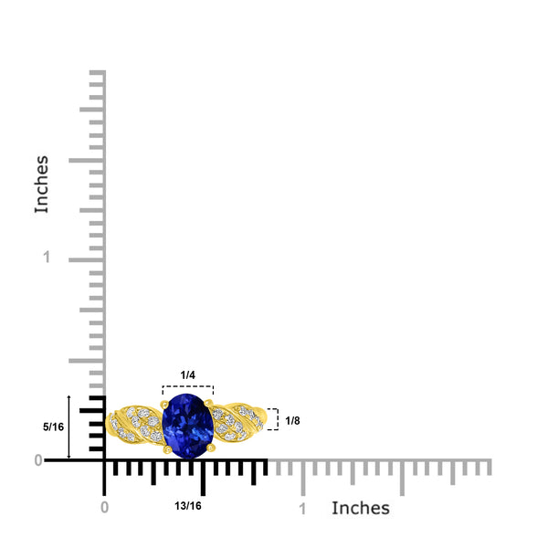 1.2ct Oval Tanzanite Ring with 0.31 cttw Diamond