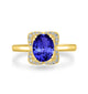 1.8ct Oval Tanzanite Ring with 0.13 cttw Diamond