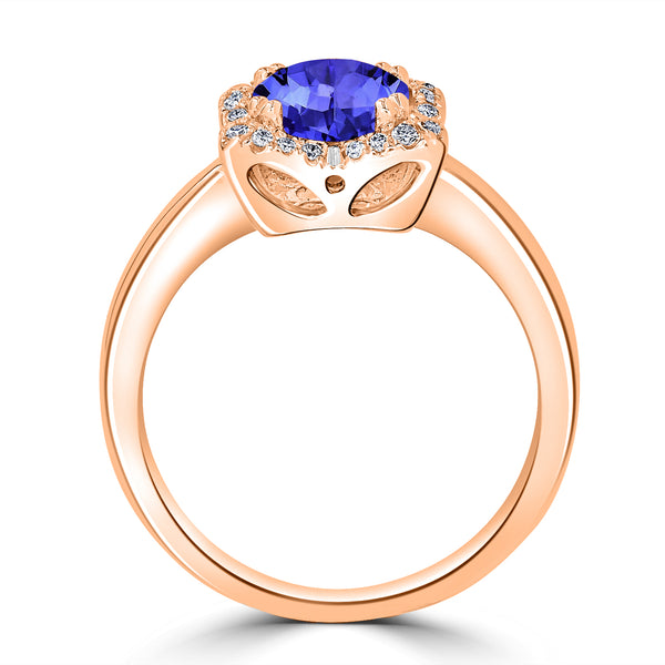 1.8ct Oval Tanzanite Ring with 0.13 cttw Diamond