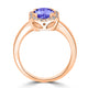 1.8ct Oval Tanzanite Ring with 0.13 cttw Diamond