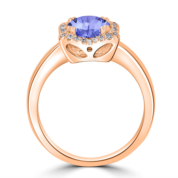 1.8ct Oval Tanzanite Ring with 0.13 cttw Diamond