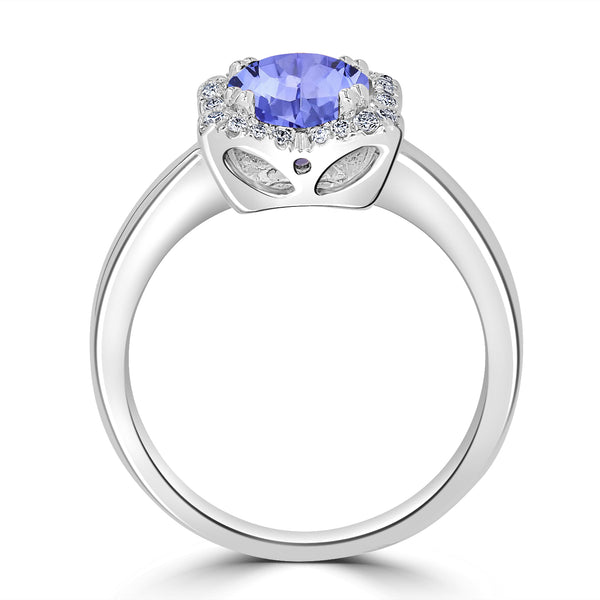 1.8ct Oval Tanzanite Ring with 0.13 cttw Diamond