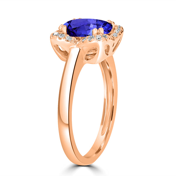 1.8ct Oval Tanzanite Ring with 0.13 cttw Diamond